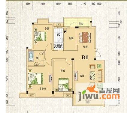 于都伟毅·锦锈嘉园3室2厅2卫124.1㎡户型图