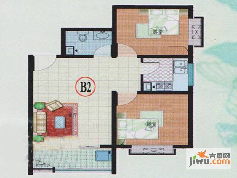 青城逸园2室2厅1卫81.3㎡户型图