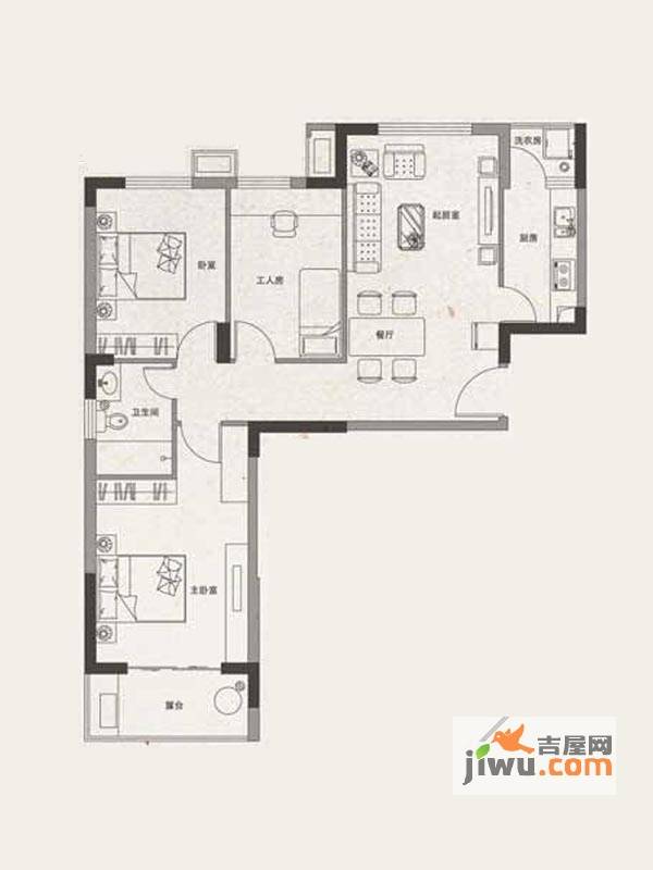 安居绿树林枫3室2厅1卫102㎡户型图