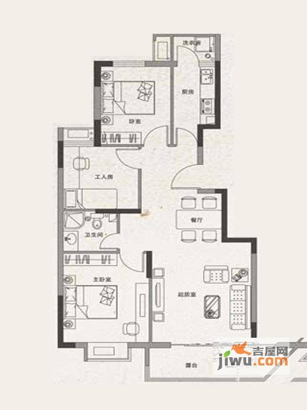 安居绿树林枫3室2厅1卫98㎡户型图