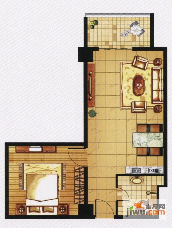 华域首座幸福里1室0厅1卫104㎡户型图