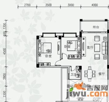 华茵绿洲2室2厅1卫88.4㎡户型图