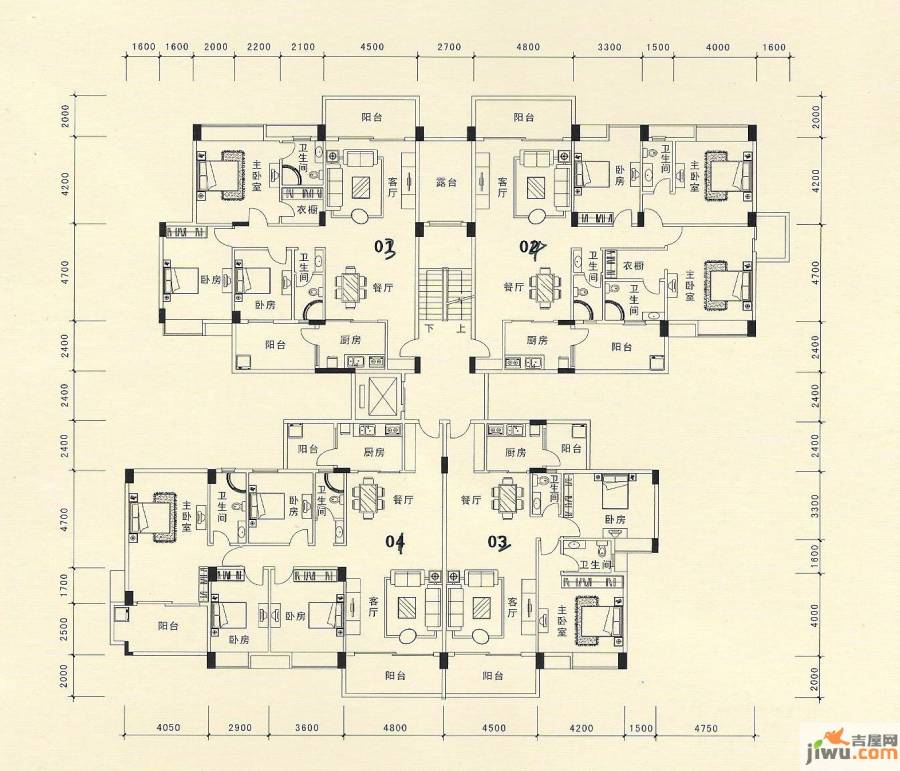 丽景华庭3室2厅2卫137㎡户型图