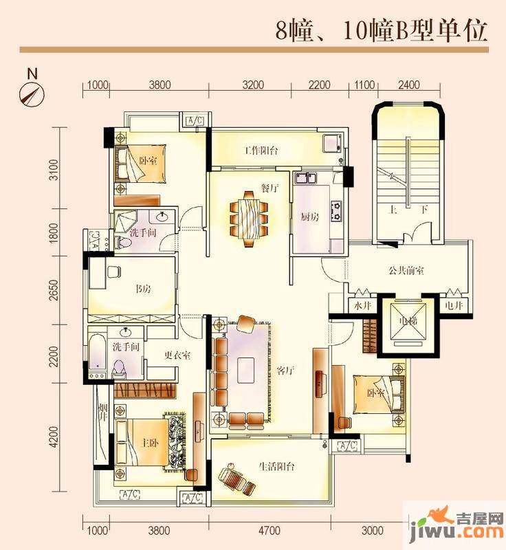 开平汇景湾4室2厅2卫户型图