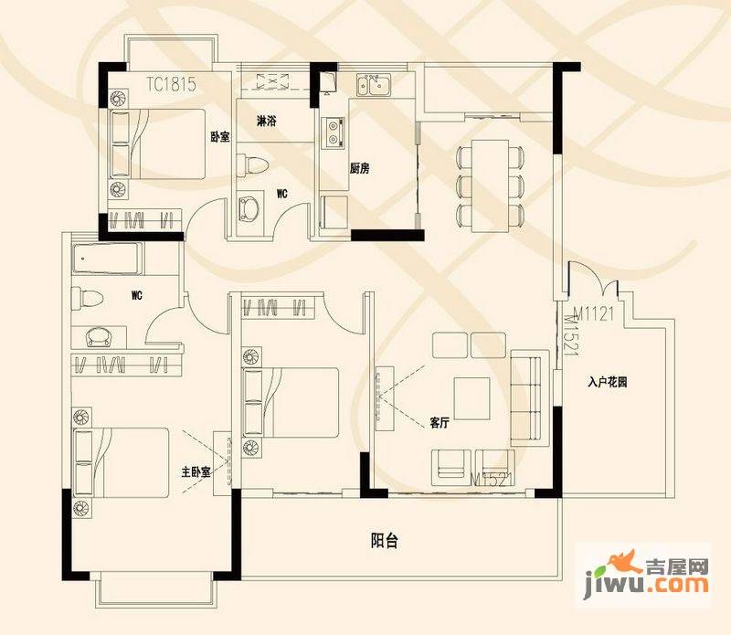 骏凯豪庭3室2厅2卫115㎡户型图