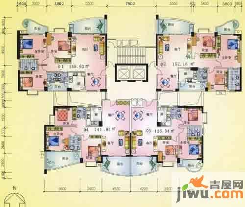 东堤湾花园3室2厅2卫152㎡户型图