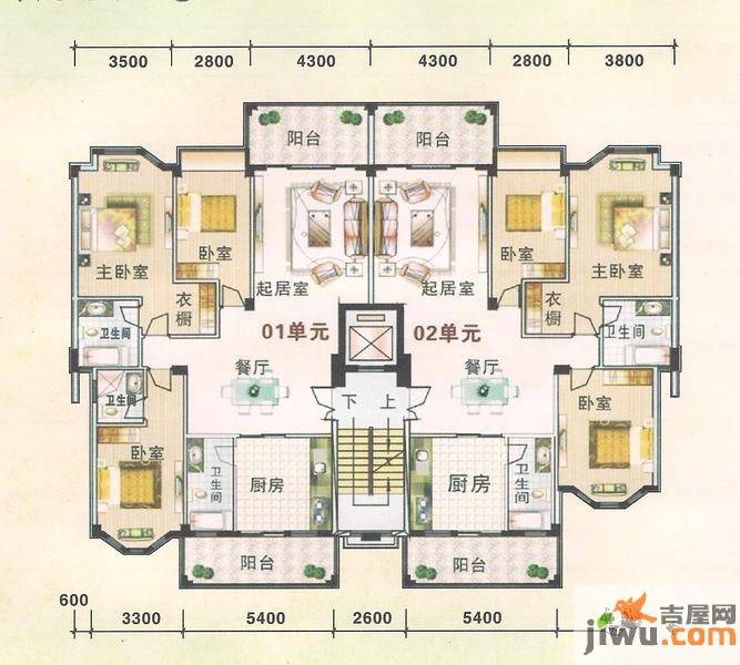 紫茵庭园3室2厅2卫户型图