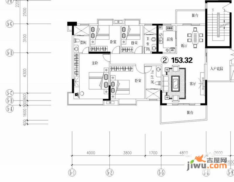 胜坚怡景湾4室2厅3卫153.3㎡户型图