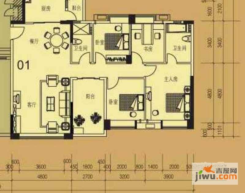 金汇城市广场4室2厅2卫155.3㎡户型图