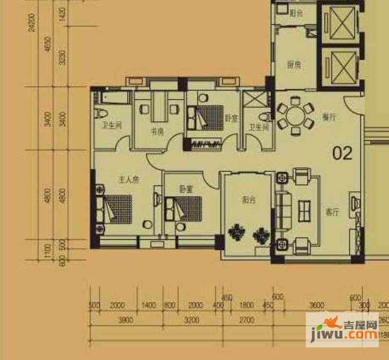 金汇城市广场4室2厅2卫156㎡户型图