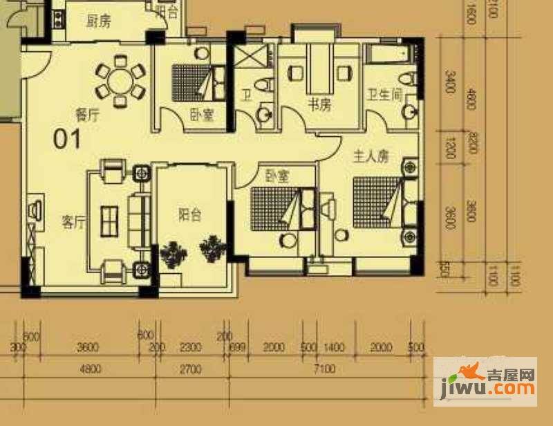 金汇城市广场4室2厅2卫154.7㎡户型图