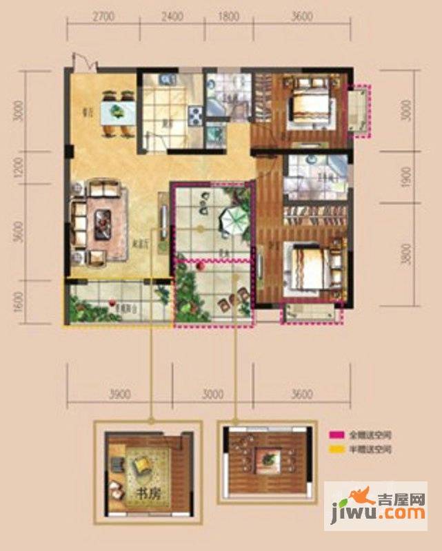 爱丁堡2室2厅2卫95.8㎡户型图