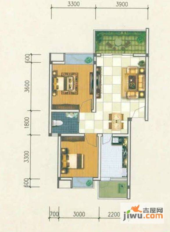 香城名都3室3厅1卫71.6㎡户型图