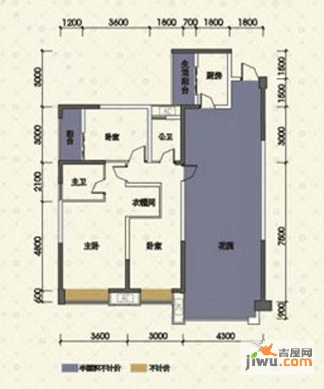 嘉州新城十期3室2厅2卫115㎡户型图