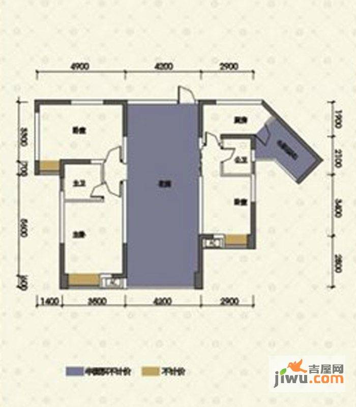 嘉州新城十期3室2厅2卫103.7㎡户型图