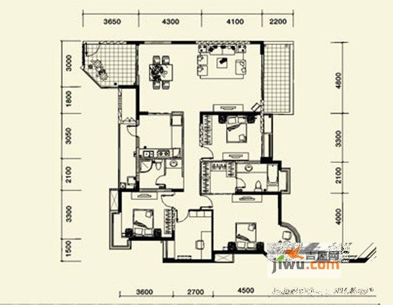 观澜郡4室2厅2卫167.3㎡户型图