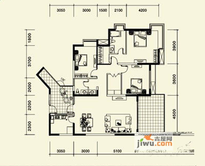 观澜郡3室2厅2卫138.2㎡户型图