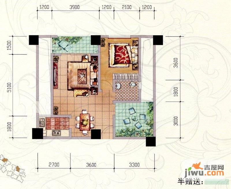 领江·88公寓1室2厅1卫72.1㎡户型图