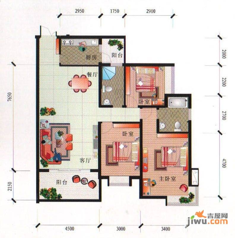 泰合尚渡3室2厅2卫125.3㎡户型图