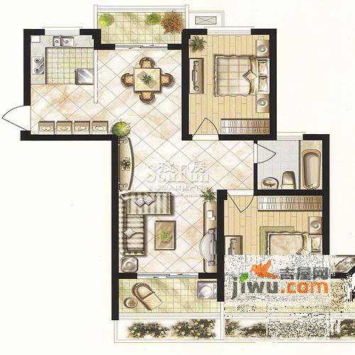 舜江碧水豪园2室2厅1卫96㎡户型图