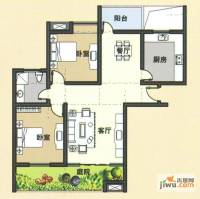 都会华庭2室2厅1卫110㎡户型图