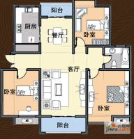 金城北郡3室2厅1卫131.3㎡户型图