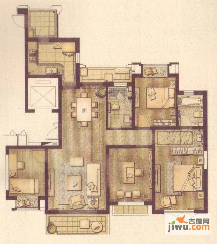 珑庭二期4室2厅2卫140㎡户型图