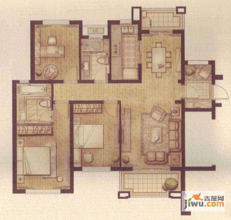 珑庭二期3室2厅2卫120㎡户型图