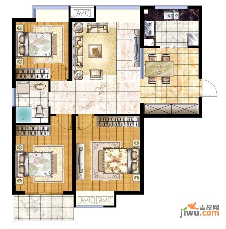 景秀丽都4室2厅1卫110㎡户型图