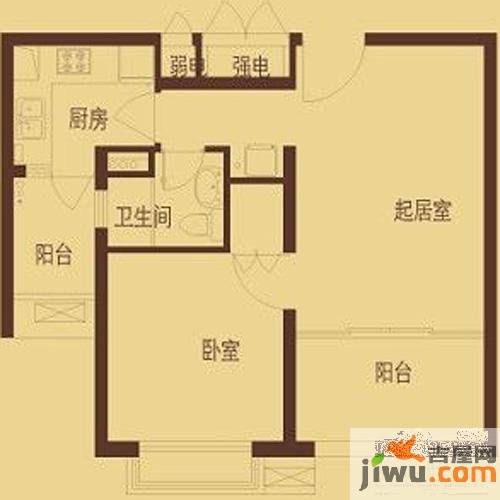 上海裕花园1室1厅1卫55㎡户型图