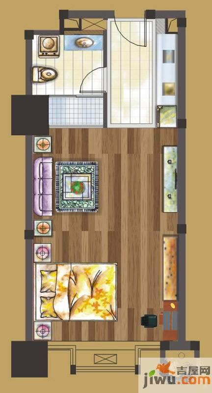 翡翠名都1室1厅1卫49.9㎡户型图