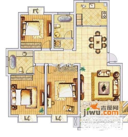 大德世家3室2厅2卫130㎡户型图