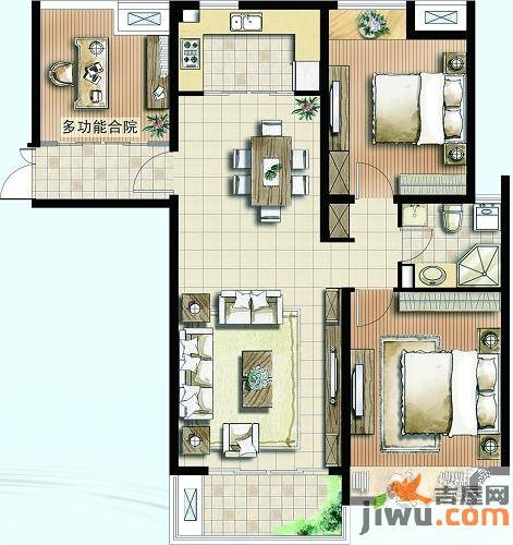 天地华城2室2厅1卫105㎡户型图