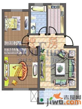 凤栖园2室1厅1卫85㎡户型图