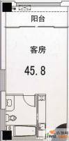 海裕城1室1厅1卫45.8㎡户型图