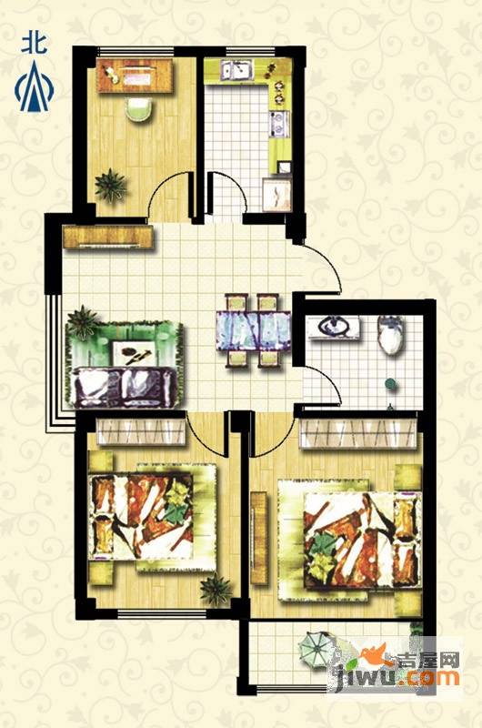 黄府家园3室2厅1卫78㎡户型图