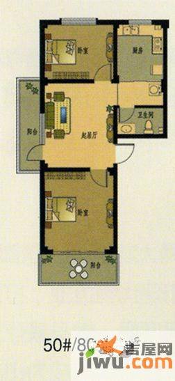 碧水金沙2室2厅1卫80.4㎡户型图