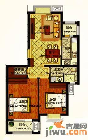 长青温泉明珠2室2厅1卫户型图