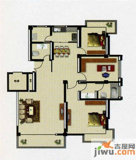 逸品康城2室2厅1卫127㎡户型图