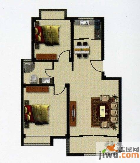 逸品康城2室2厅1卫127㎡户型图