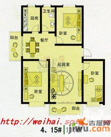 山水佳园3室2厅1卫112㎡户型图