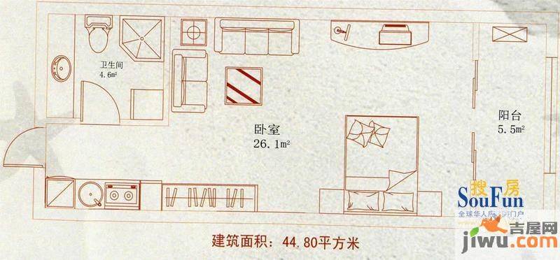 银滩海景花苑普通住宅37.4㎡户型图