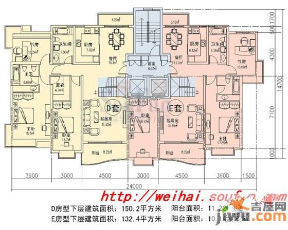 荣成万隆国际普通住宅159.9㎡户型图