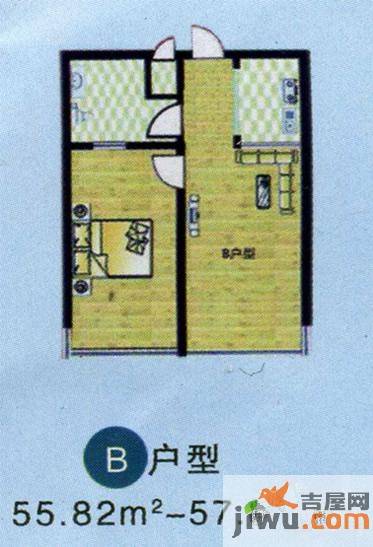 福海苑1室1厅1卫55.8㎡户型图