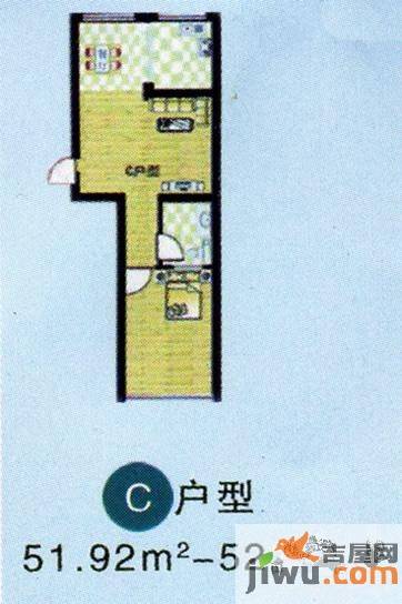 福海苑1室1厅1卫55.8㎡户型图