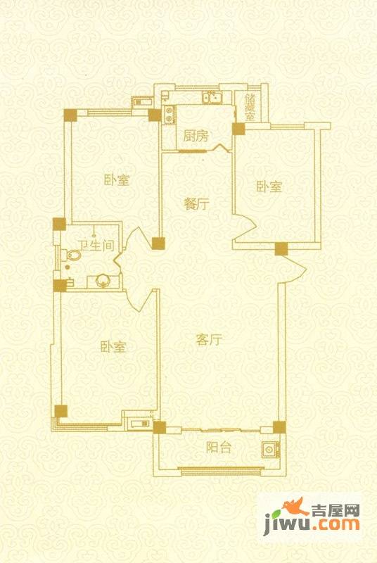锦都城3室2厅1卫111.3㎡户型图