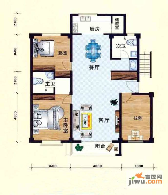 立业春城3室2厅2卫145㎡户型图