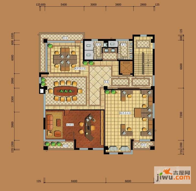 亘元财富汇2室2厅2卫240㎡户型图