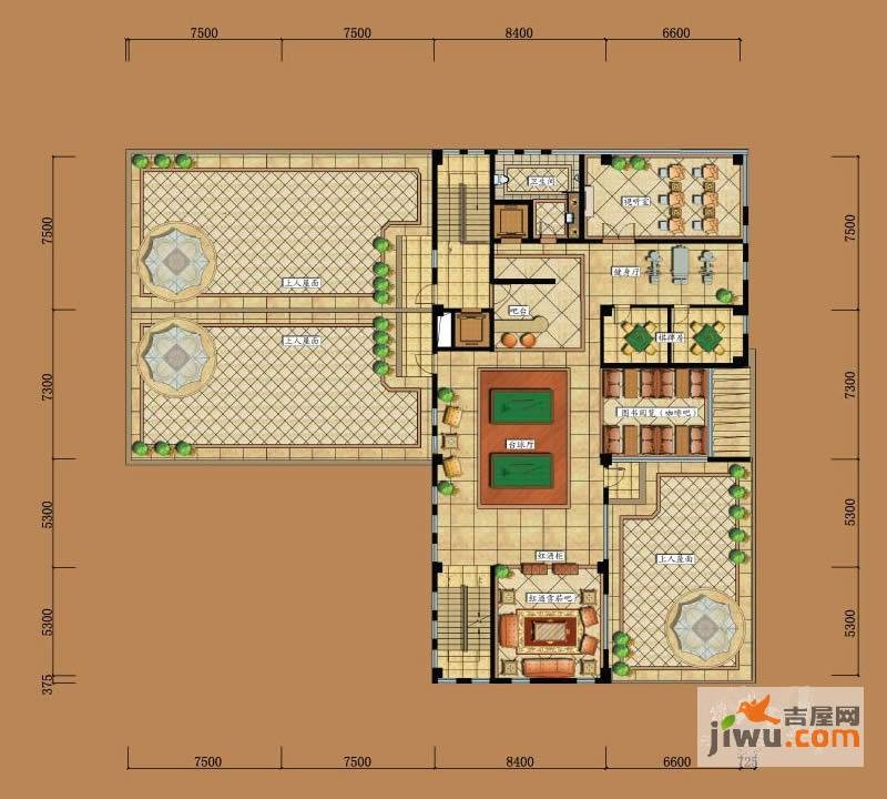 亘元财富汇5室2厅1卫307㎡户型图