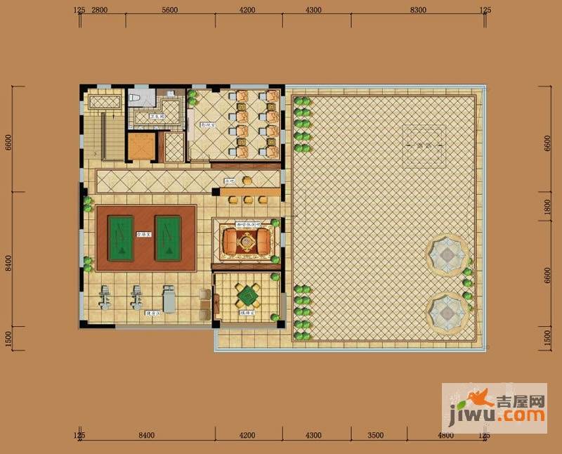 亘元财富汇3室1厅1卫199㎡户型图